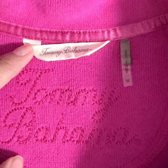 Tommy Bahama French Kiss Vest Womens‎ M Pink Ribbed Pockets Jeavy Knit - Picture 4 of 10